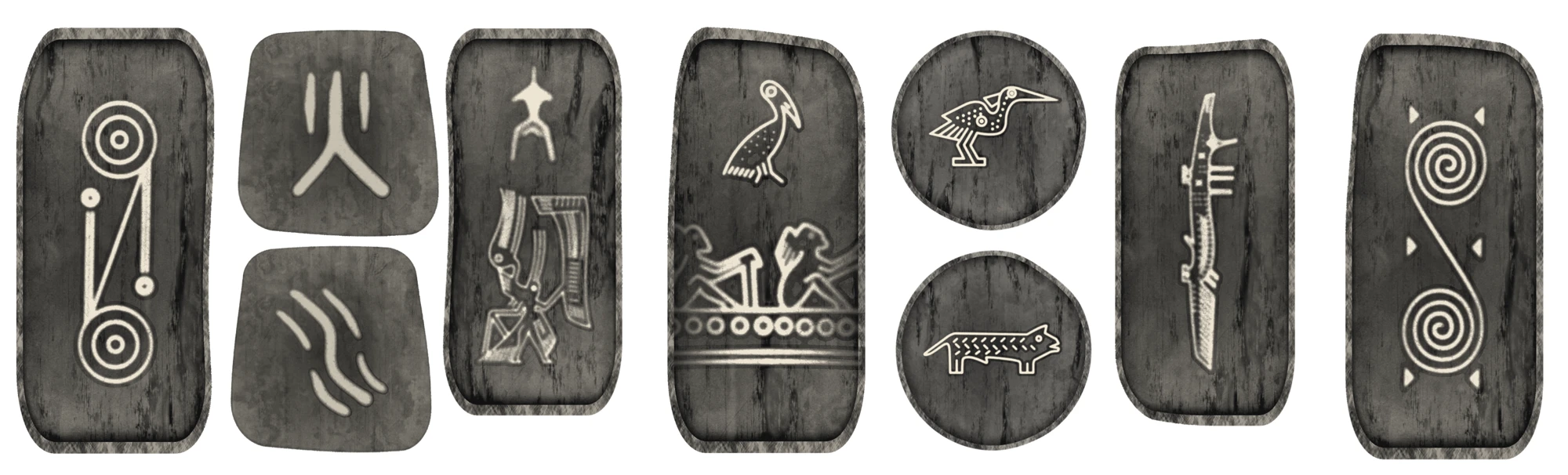 Stylized glyphs developed through studies for the world of VÕ.